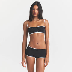 COTTON RIB BALCONETTE BRA | SOOT CONTRAST