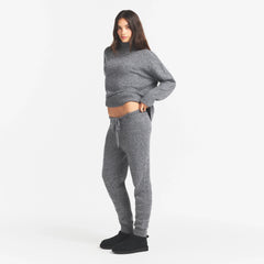 TWEED KNIT TEXTURED PANT | DARK HEATHER GREY