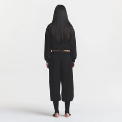 COTTON FLEECE LEG WARMER SWEATPANT WITH EMBOSSED LOGO | ONYX