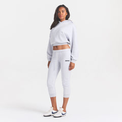 COTTON FLEECE LEGGING WITH EMBOSSED LOGO | LIGHT HEATHER GREY