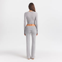 ESSENTIAL KNIT FOLDOVER PANT | MID HEATHER GREY