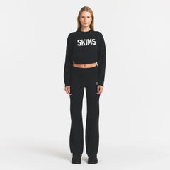 SWEATER KNIT LOGO PANT | ONYX EGRET