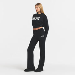 SWEATER KNIT LOGO PANT | ONYX EGRET