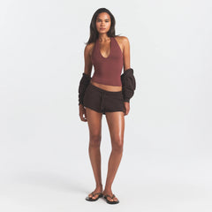 FRENCH TERRY RAW EDGE SHORT | ESPRESSO