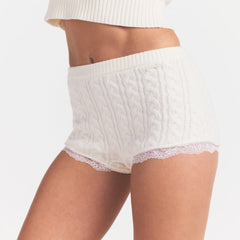 SWEATER KNIT CABLE MICRO SHORT | IVORY