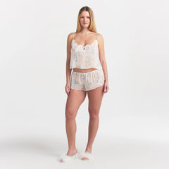 SKIMS ROMANCE CAMI AND SHORT SET | IVORY PEARL BOWS PRINT