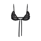 STRETCH LACE TRIANGLE TIE BRALETTE | SOOT