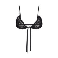 STRETCH LACE TRIANGLE TIE BRALETTE | SOOT