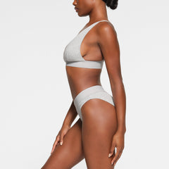 COTTON RIB PLUNGE BRALETTE | LIGHT HEATHER GREY