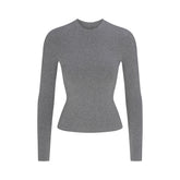 COTTON JERSEY LONG SLEEVE T-SHIRT | DARK HEATHER GREY