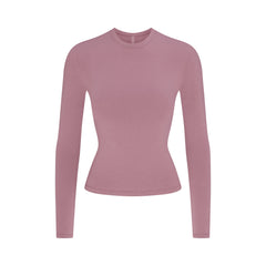 COTTON JERSEY LONG SLEEVE T-SHIRT | MUTED MAUVE
