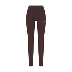 COTTON FLEECE LEGGING WITH EMBOSSED LOGO | ESPRESSO