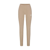 COTTON FLEECE LEGGING WITH EMBOSSED LOGO | LATTE