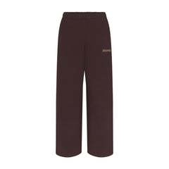 COTTON FLEECE DOUBLE WAISTBAND PANT WITH EMBOSSED LOGO | ESPRESSO