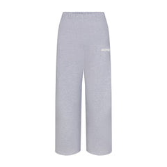 COTTON FLEECE STRAIGHT LEG PANT WITH EMBOSSED LOGO | HEATHER GREY