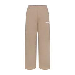 COTTON FLEECE STRAIGHT LEG PANT WITH EMBOSSED LOGO | LATTE