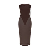 LUDOVIC DE SAINT SERNIN X SKIMS REFINED KNIT STRAPLESS DRESS | COCOA