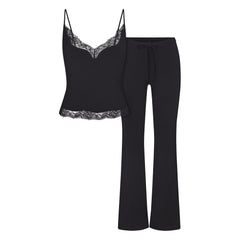 SKIMS SLEEP LACE CAMI AND PANT SLEEP SET | ONYX