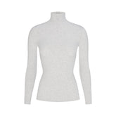 COTTON JERSEY TURTLENECK LONG SLEEVE | LIGHT HEATHER GREY