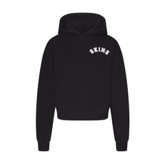 COTTON FLEECE HOODIE | ONYX SNOW ARCHED SKIMS LOGO