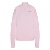 COTTON FLEECE MOCK NECK QUARTER ZIP WITH EMBOSSED LOGO | CHERRY BLOSSOM