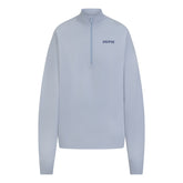 COTTON FLEECE MOCK NECK QUARTER ZIP WITH EMBOSSED LOGO | FOG