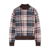 TEXTURED KNIT BRUSHED BOXY PULLOVER | PHOENIX INDIGO PLAID