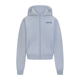 COTTON FLEECE ZIP UP HOODIE WITH EMBOSSED LOGO | FOG