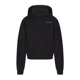 COTTON FLEECE ZIP UP HOODIE WITH EMBOSSED LOGO | ONYX