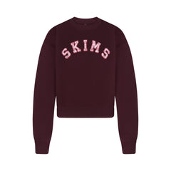 COTTON FLEECE CREWNECK | CURRANT ARCHED SKIMS PLAID