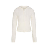 SWEATER KNIT CABLE ZIP UP HOODIE | IVORY