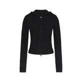 SWEATER KNIT CABLE ZIP UP HOODIE | ONYX