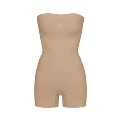 SEAMLESS SCULPT STRAPLESS SHORTIE BODYSUIT | CLAY