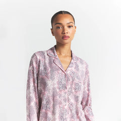 SKIMS SLEEP LONG SLEEVE BUTTON UP SLEEP SET | BLOOM MINI MULTI ANIMAL