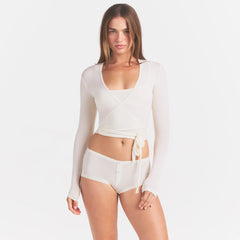 CLOUD SLEEP WRAP TOP | ECRU