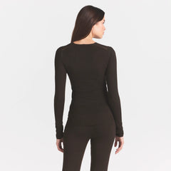 ESSENTIAL KNIT LONG SLEEVE V NECK | ESPRESSO