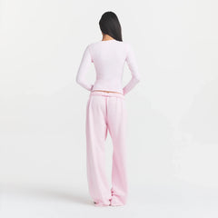 COTTON JERSEY HENLEY LONG SLEEVE | CHERRY BLOSSOM