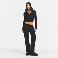 SWEATER KNIT CABLE ZIP UP HOODIE | ONYX