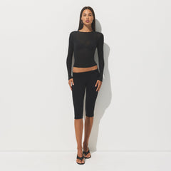 SHEER RIB LONG SLEEVE T-SHIRT | SOOT