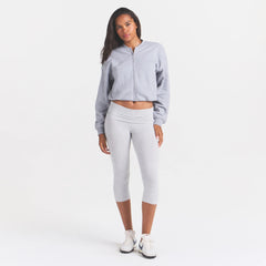 COTTON FLEECE BOMBER JACKET | HEATHER GREY