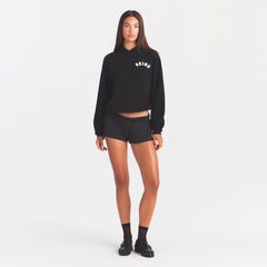 COTTON FLEECE HOODIE | ONYX SNOW ARCHED SKIMS LOGO