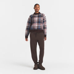 TEXTURED KNIT BRUSHED BOXY PULLOVER | PHOENIX INDIGO PLAID