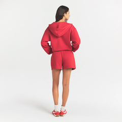 COTTON FLEECE ZIP UP HOODIE | WASHED RED