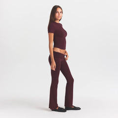 COTTON JERSEY FOLDOVER PANT | CURRANT