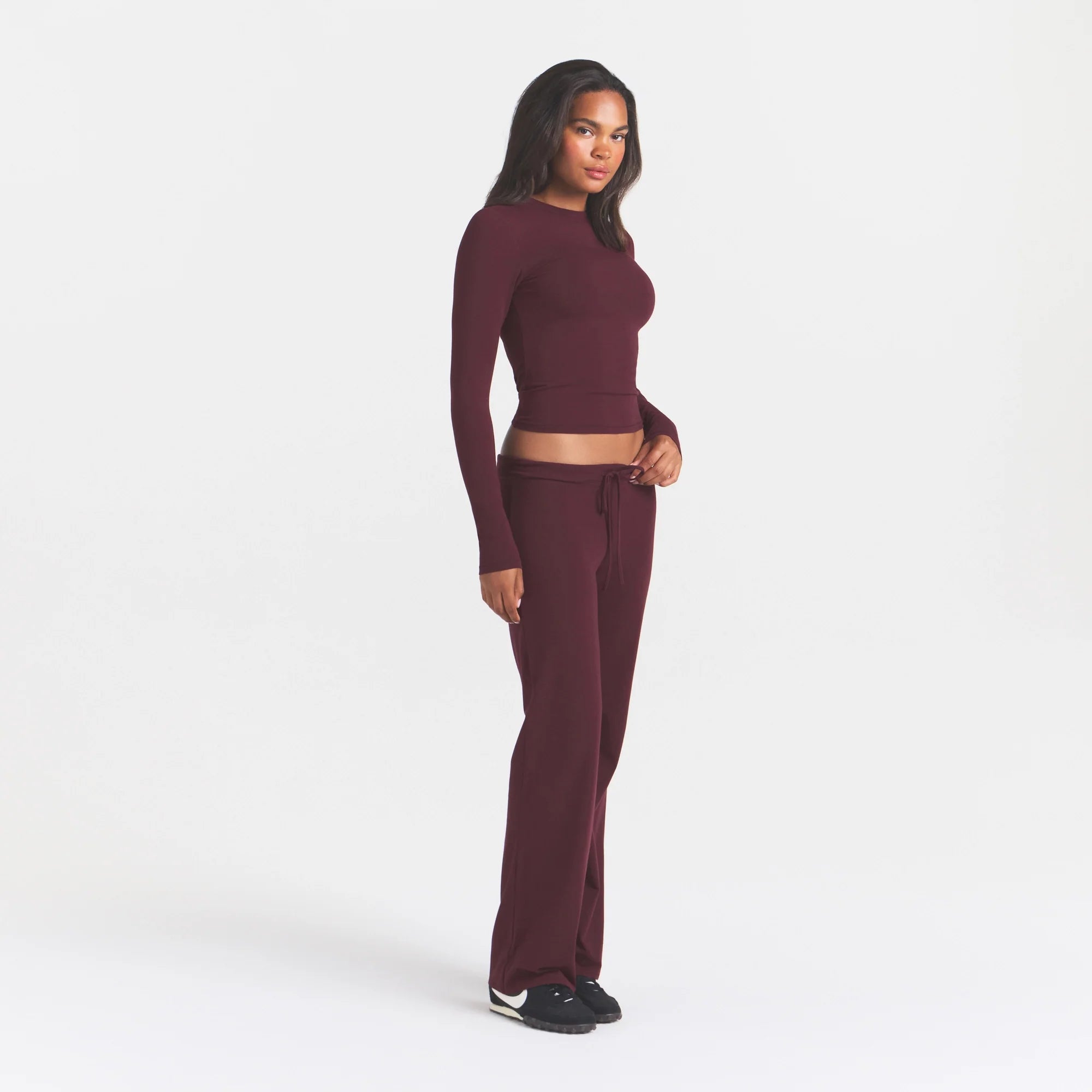 COTTON JERSEY STRAIGHT LEG PANT | CURRANT