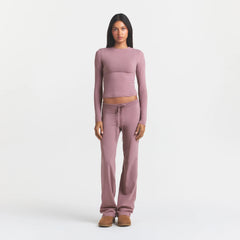 COTTON JERSEY STRAIGHT LEG PANT | MUTED MAUVE