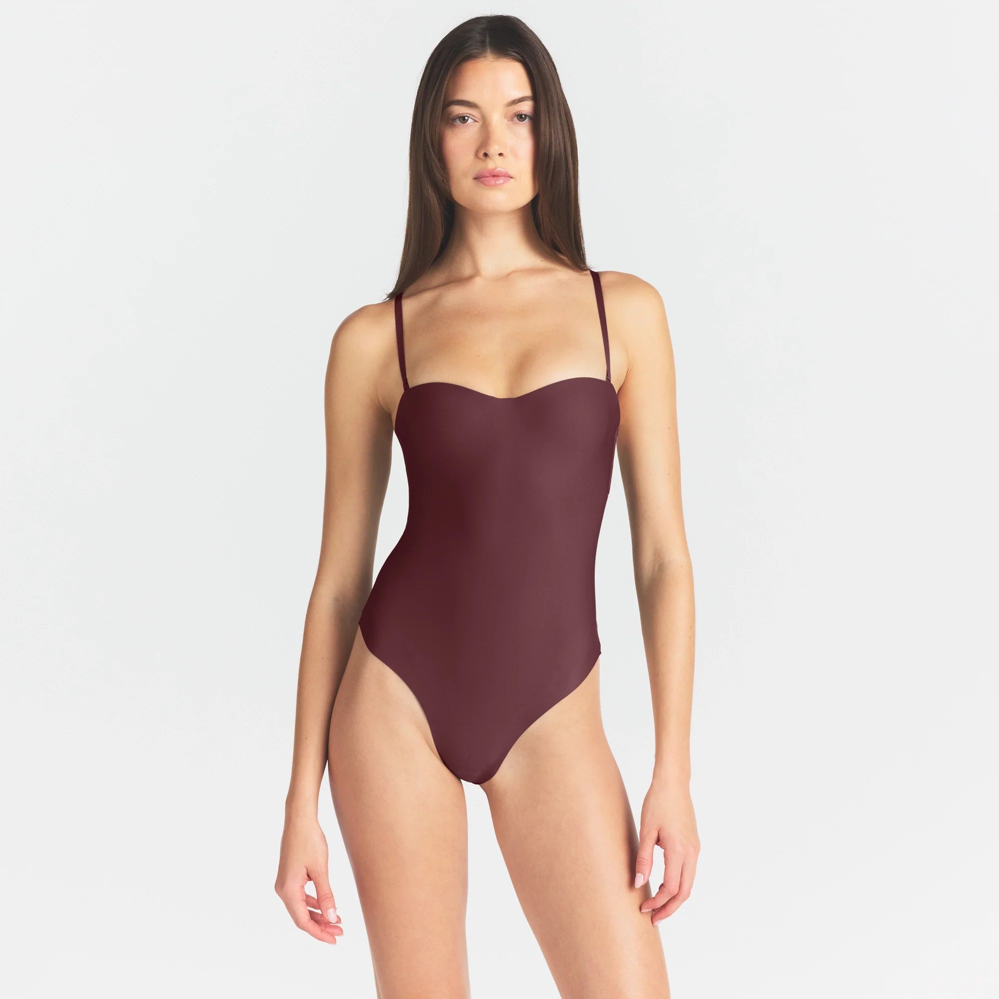 SKIMS BODY UNDERWIRE THONG BODYSUIT | CURRANT