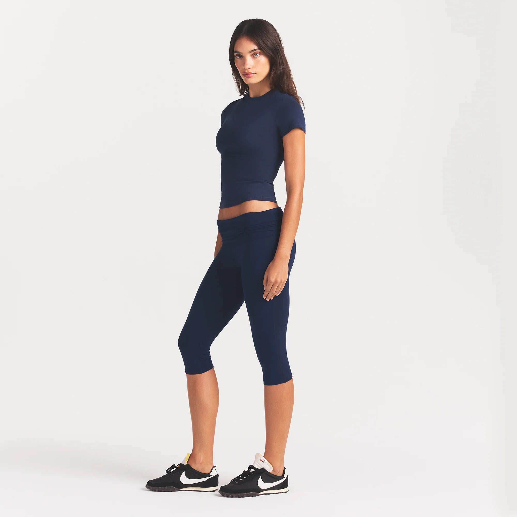 COTTON JERSEY FOLDOVER CAPRI | NAVY