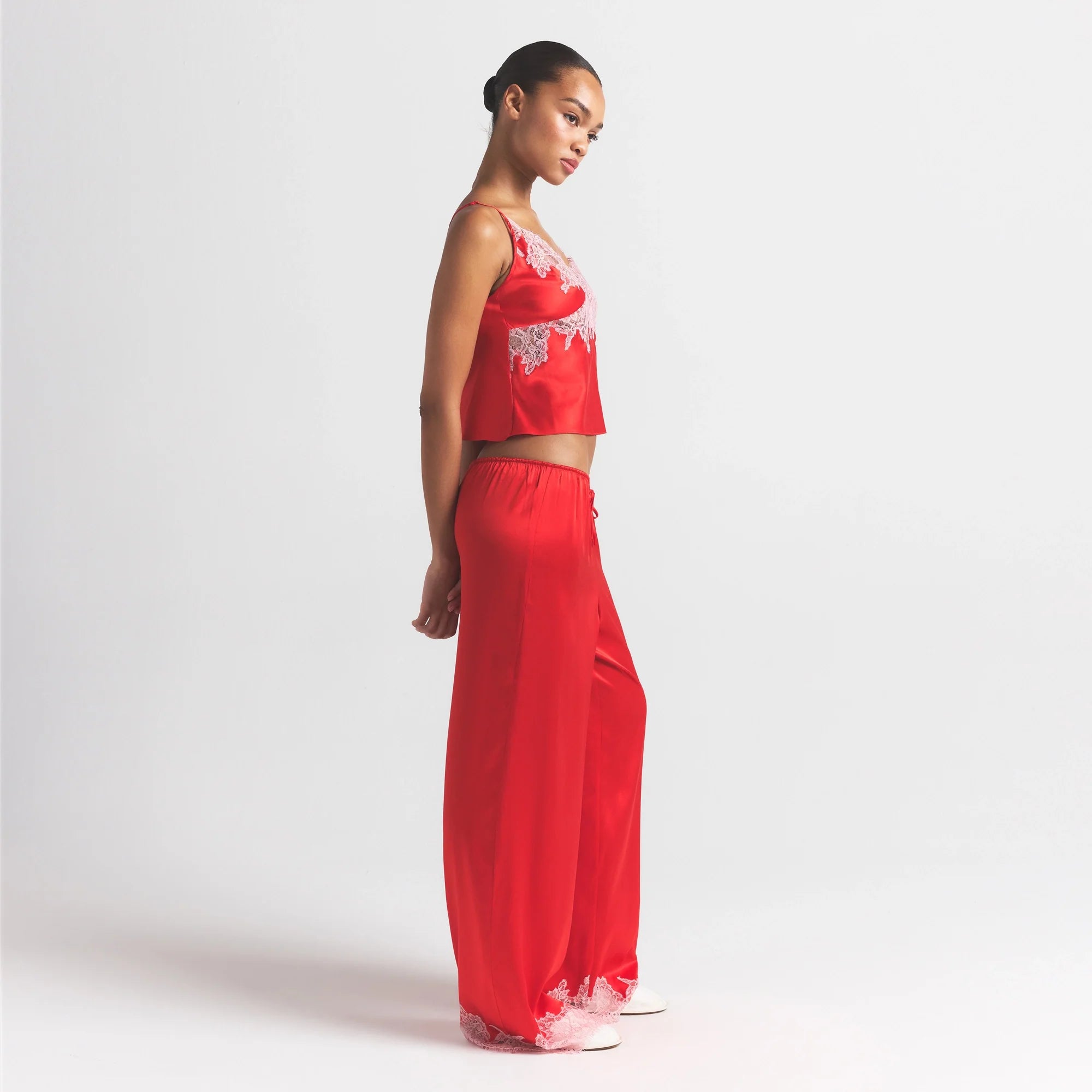 SILK LACE PANT | RUBY CONTRAST