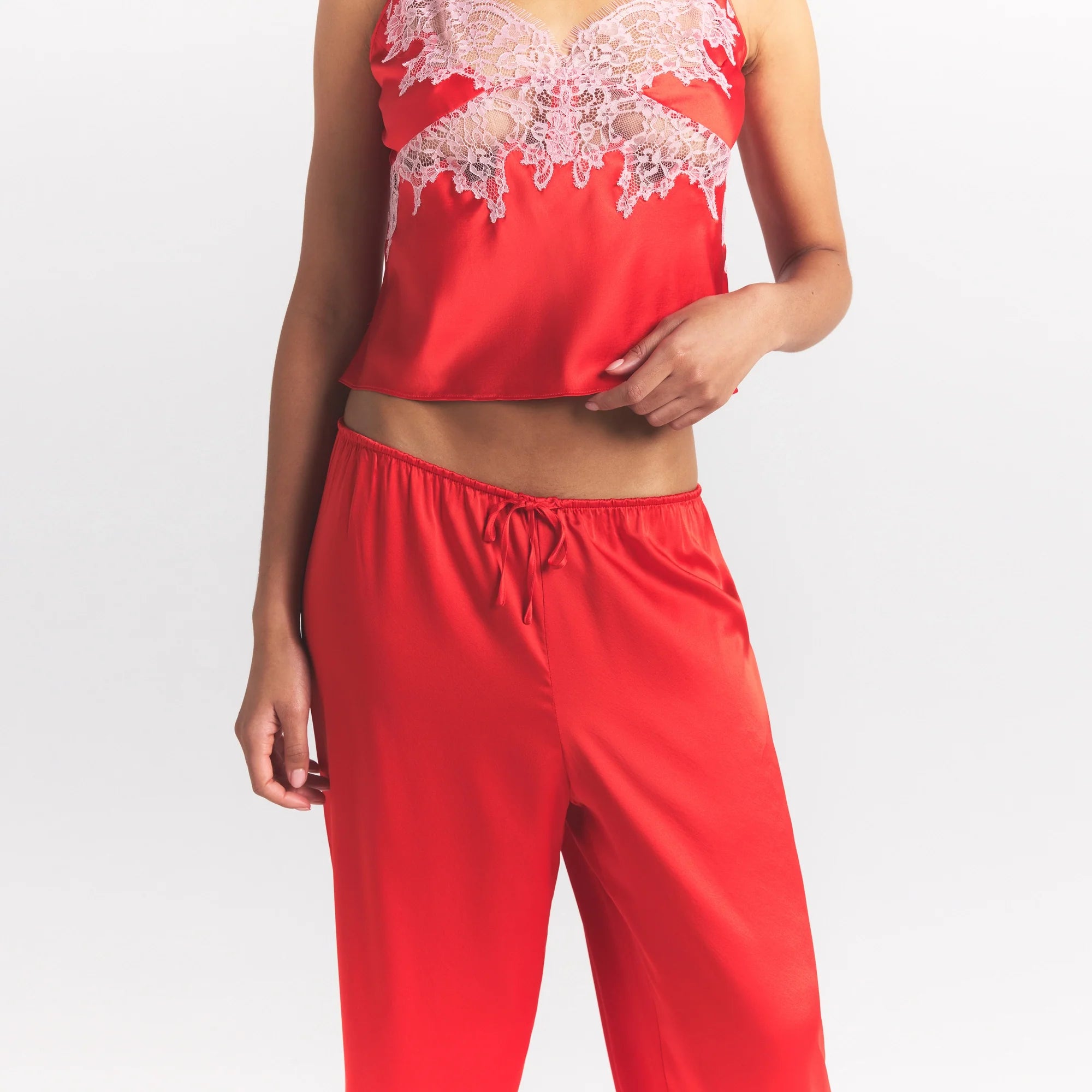 SILK LACE PANT | RUBY CONTRAST